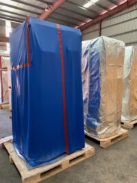 R-400 fire retardant blue sheet covering electrical box
